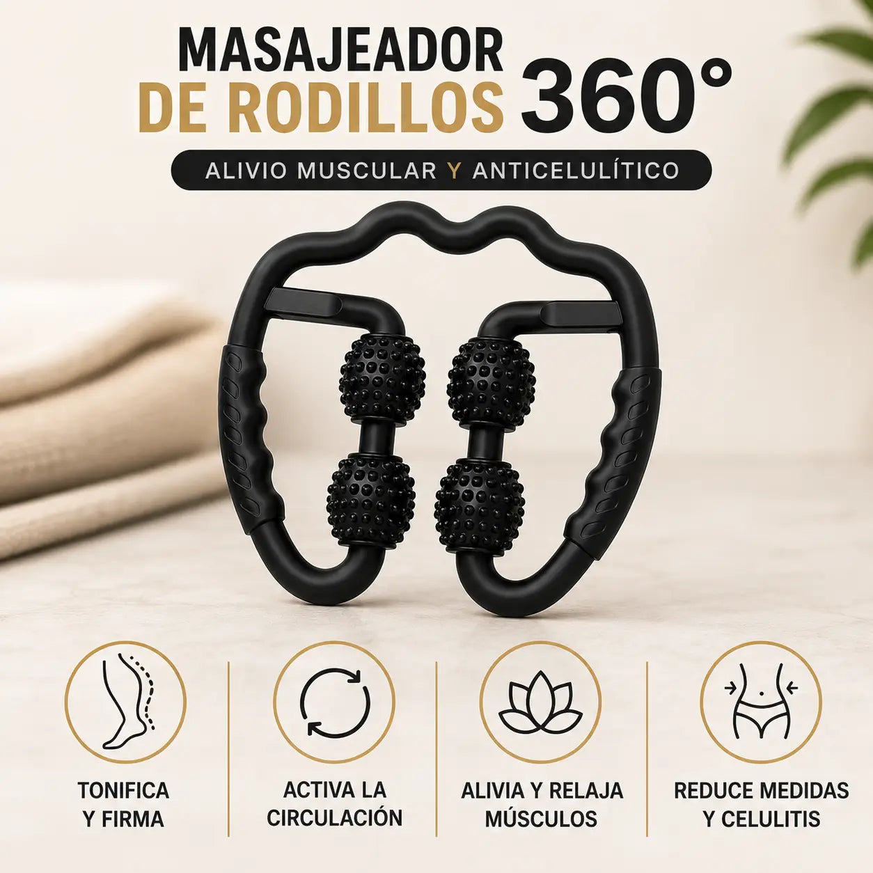 Masajeador de rodillos 360°